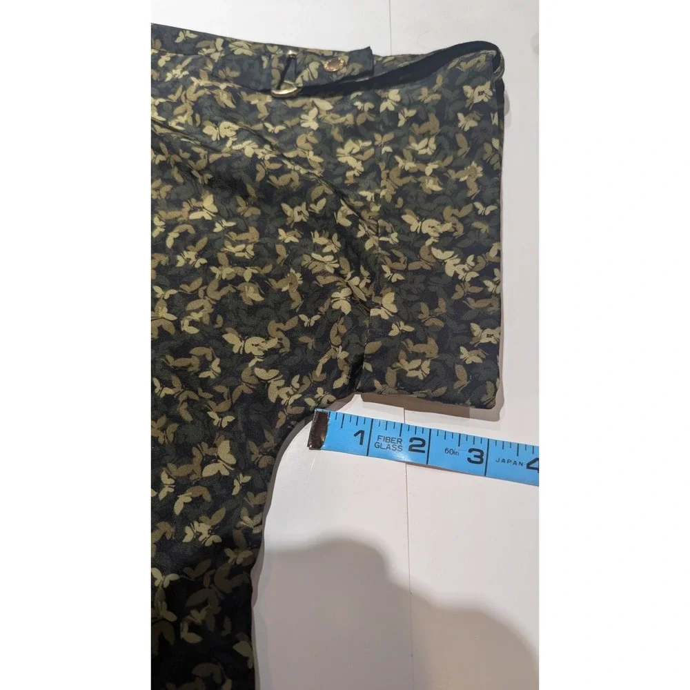 Michael Michael Kors Womens M Butterfly‎ Print Polyester Blouse Olive Gold